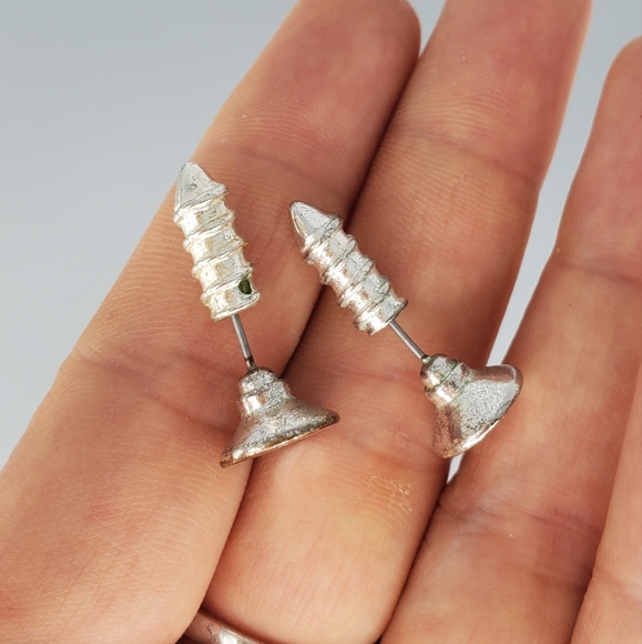 Diana Silvertone Heart Bracelet, Screw Earrings and Earring Cuff 3 Piece Set - Picture 7 of 10